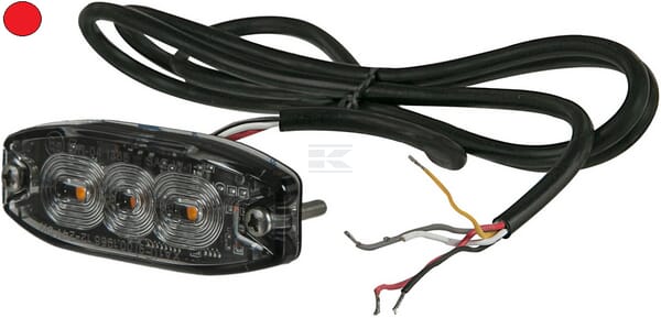 Blinkleuchte LED, rechteckig, 10/30V, rot, 82x30x9mm, 3 LED's, Kramp