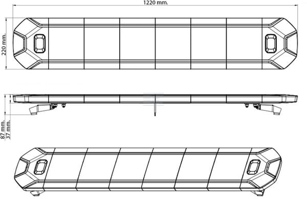 Lichtleiste LED, 170W, 12-24V,gelb, anschraubbar, 1220mm, Kramp
