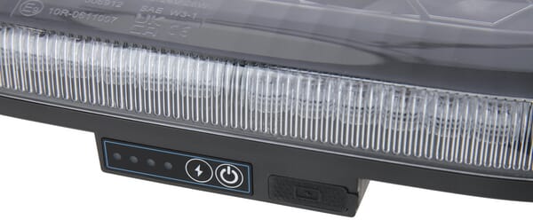 Mini-Lichtleiste LED wiederaufladbar, mit Fernbedienung, gelb, magnetisch, 326x63x184mm, 48 Hochleistungs-LEDs, Kramp