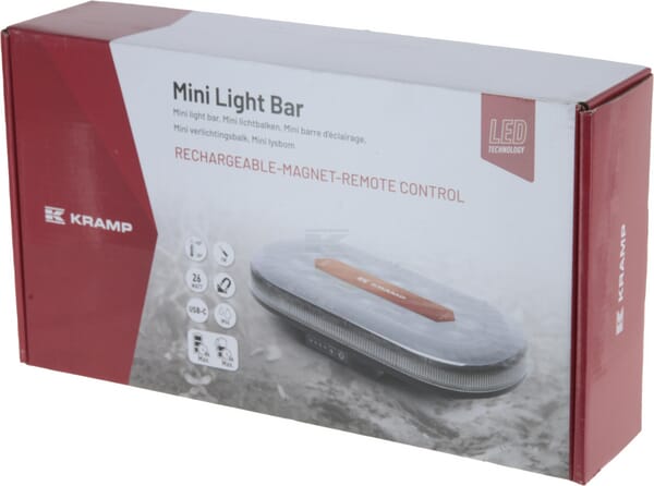 Mini-Lichtleiste LED wiederaufladbar, mit Fernbedienung, gelb, magnetisch, 326x63x184mm, 48 Hochleistungs-LEDs, Kramp