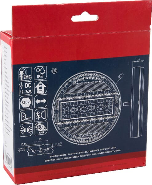 Rücklicht multifunktional rund 7 pins LED 12-24V KRAMP