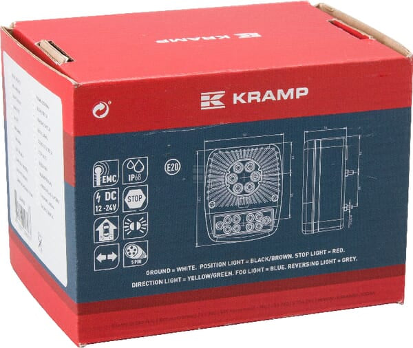 Rücklicht multifunktional quadratisch 5 pins LED 12-24V KRAMP