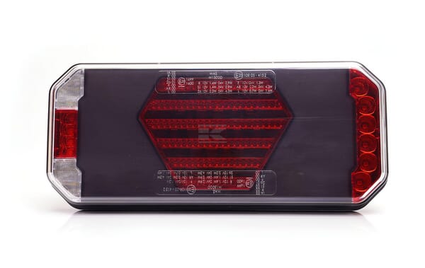 Multifunktions-Rücklicht LED, rechts, rot/orange/weiß, 12-24V, 236x104x40,5mm