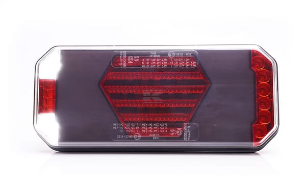 Multifunktions-Rücklicht LED, rechts, rot/orange/weiß, 12-24V, 236x104x40,5mm