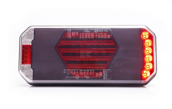 Multifunktions-Rücklicht LED, rechts, rot/orange/weiß, 12-24V, 236x104x40,5mm