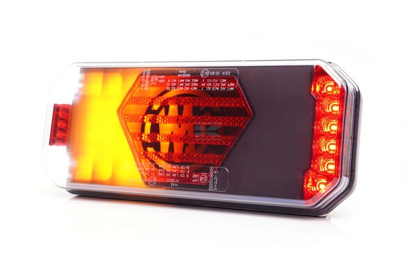 Multifunktions-Rücklicht LED, rechts, rot/orange/weiß, 12-24V, 236x104x40,5mm