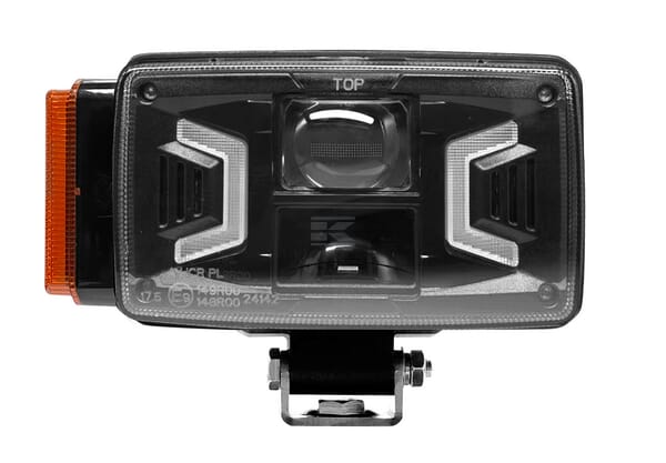 LED-Scheinwerfer, 30/55 W, rechteckig, 10–30 V, 155 x 92 x 82 mm, weiß/orange, H4-Stecker, Fernlicht/Abblendlicht/Blinker