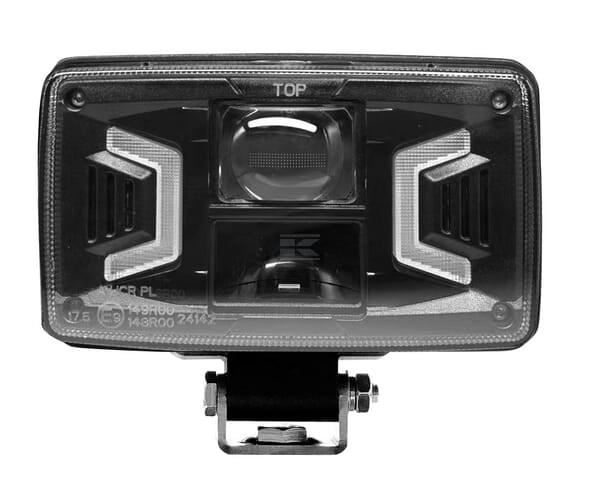 LED-Scheinwerfer, 30/55 W, rechteckig, 10–30 V, 155 x 92 x 82 mm, weiß/orange, H4-Stecker, Fernlicht/Abblendlicht/Blinker