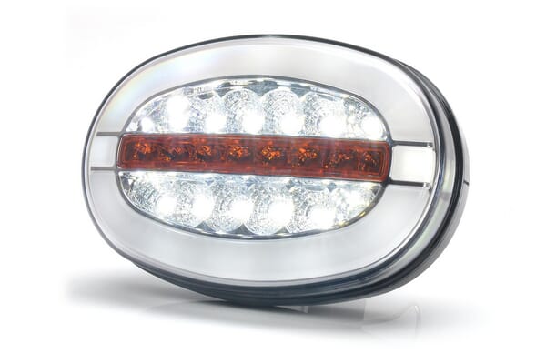 Multifunktions-Frontleuchte LED, oval, mit Verstärker, 12-24V, 136,4x91x40mm