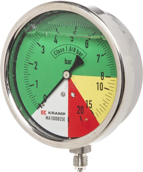 Manometer Ø100mm 0-8-15-25 1/4" BSP  Anschluss unten