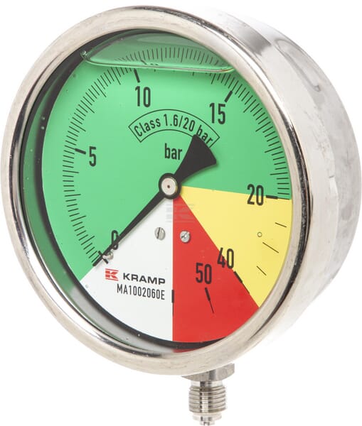 Manometer Ø100mm 0-20-40-60 1/4" BSP  Anschluss unten