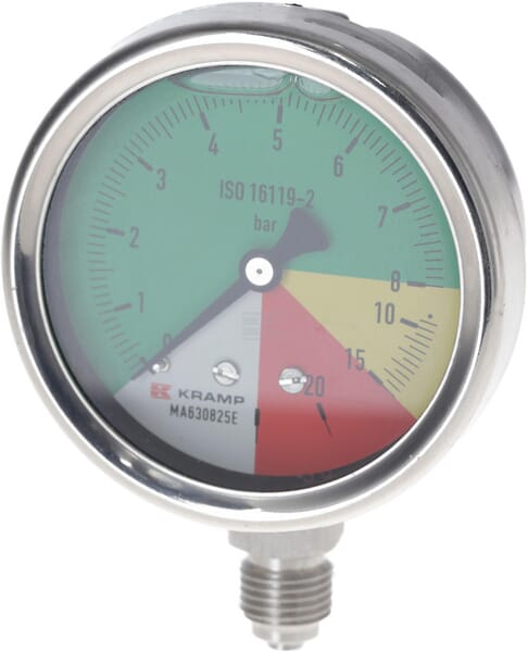 Manometer Ø63mm 0-8-15-25 1/4" BSP  Anschluss unten