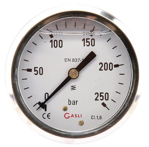 Manometer Ø63 0-250bar ¼" hint