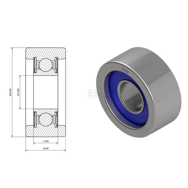 Laufrolle 15x40x18mm Kramp