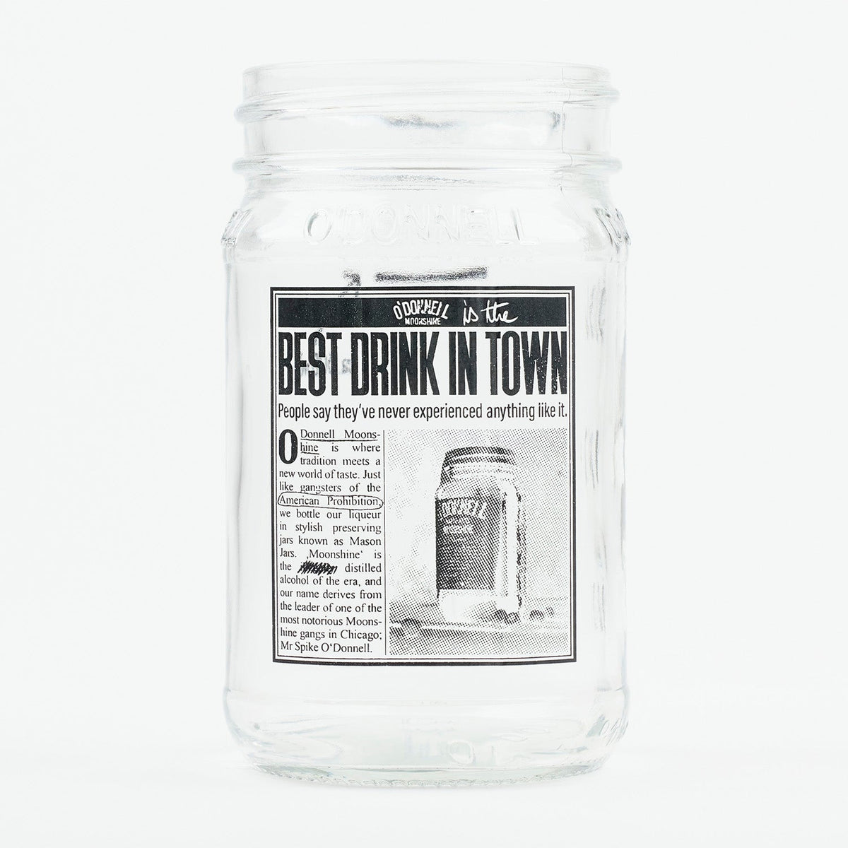 O'Donnell Moonshine Newspaper Glas