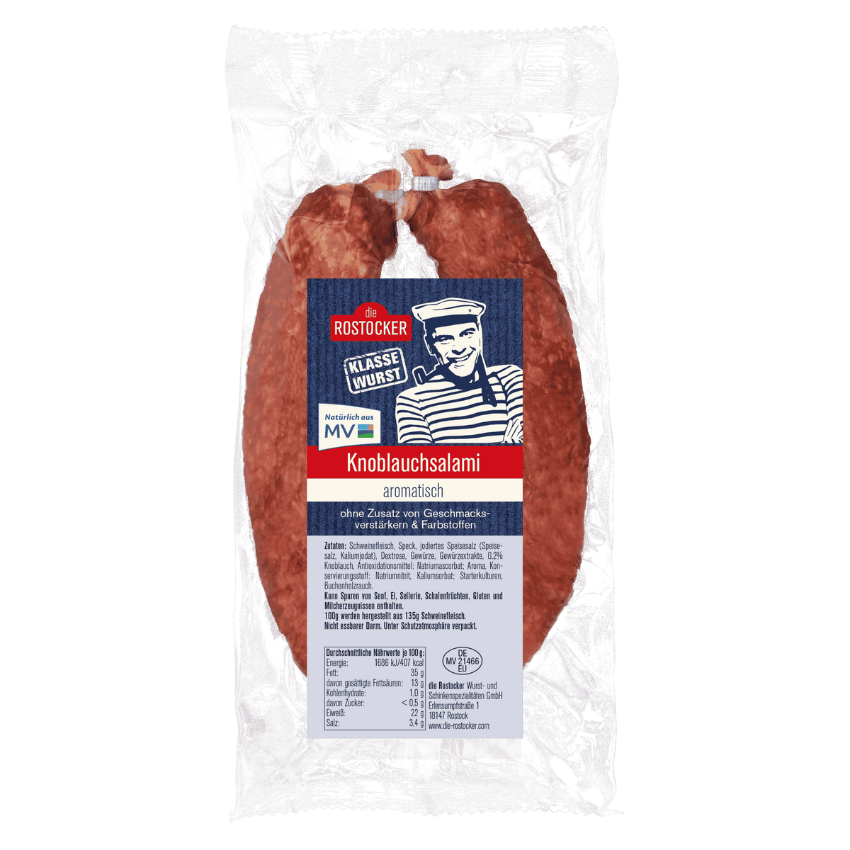 Die Rostocker Knoblauchsalami 300g