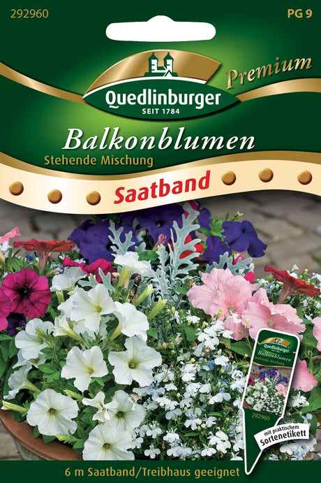 Quedlinburger Saatgut Balkonblumen „Stehende Mischung“ Saatband