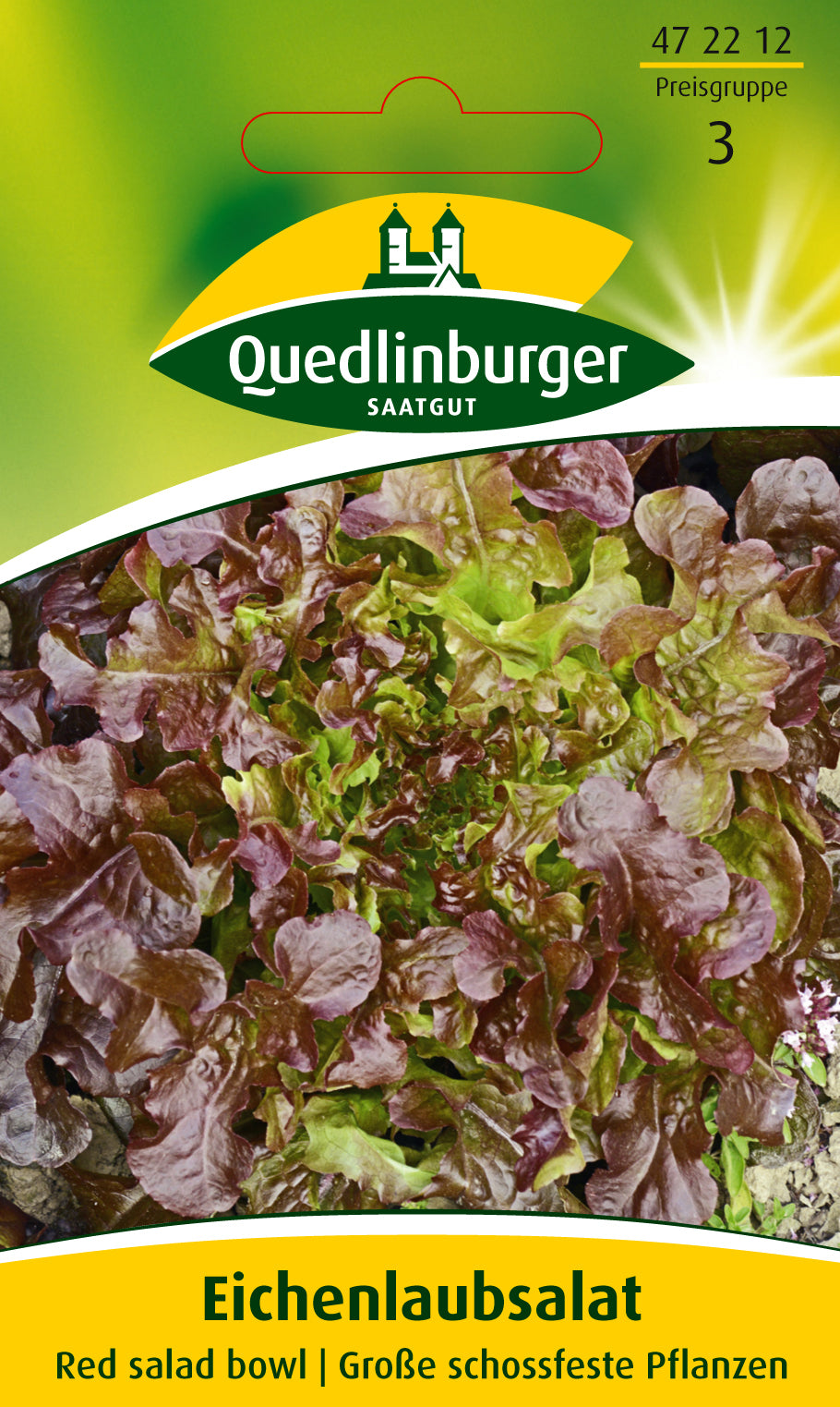 Quedlinburger Saatgut Eichenlaubsalat „Red Salad bowl“