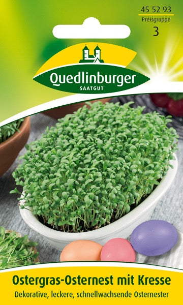 Quedlinburger Saatgut OSTERGRAS-OSTERNEST MIT KRESSE