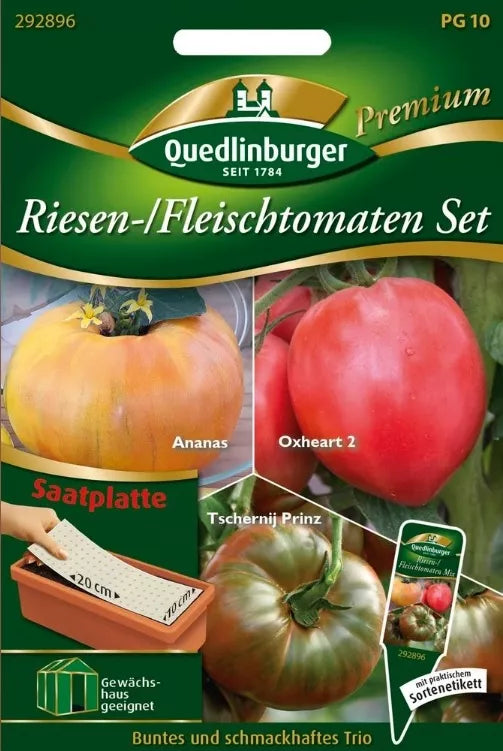 Quedlinburger Saatgut Riesen- Fleischtomaten Set „Tschernij Prinz, Ananas, Oxheart 2“