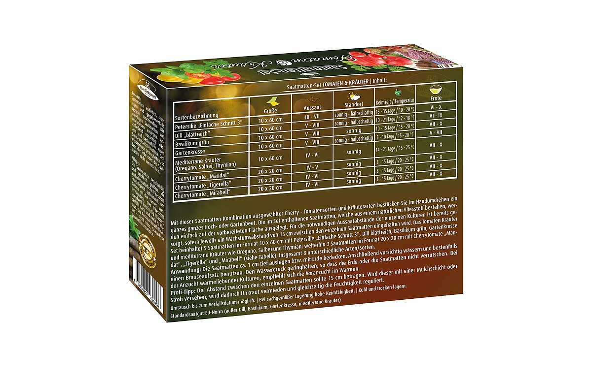 Quedlinburger Saatgut TOMATEN & KRÄUTER (8 Saatmatten)