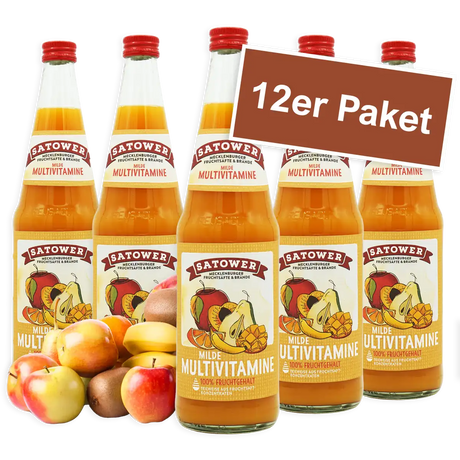 6er Paket Satower Multivitaminsaft – milder Fruchtsaft in Mehrweg-Glasflaschen