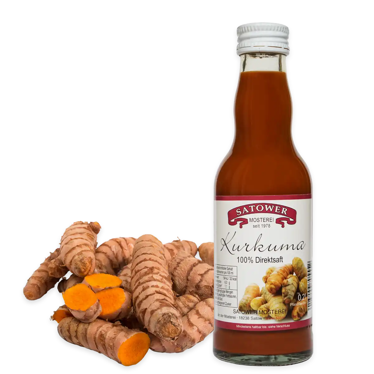 Satower Mosterei 12 x 0,2l Kurkuma Saft (purer Direktsaft) – Vorratspack