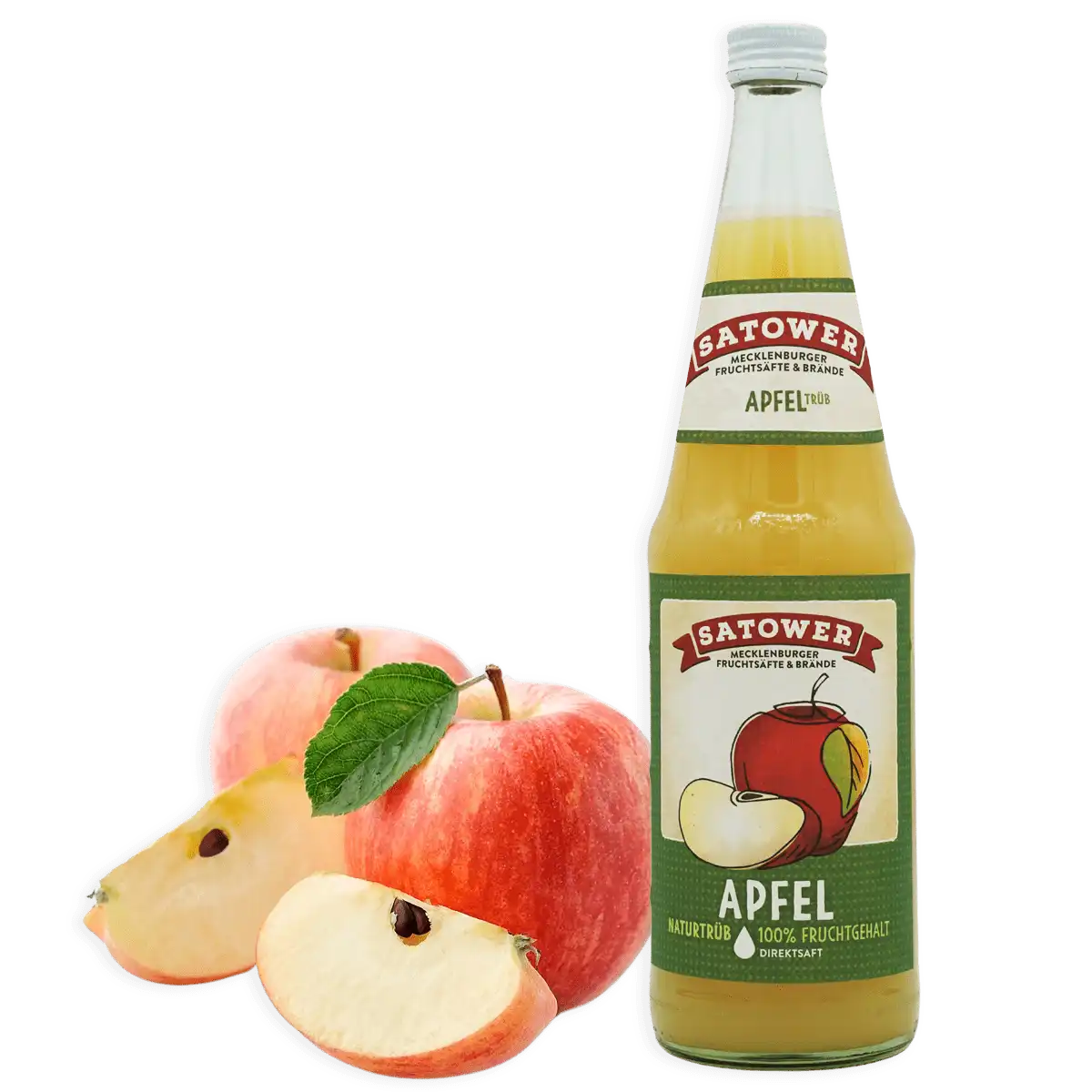 Satower Mosterei 12 x 0,7l Satower Apfelsaft naturtrüb (purer Direktsaft) – Vorratspack