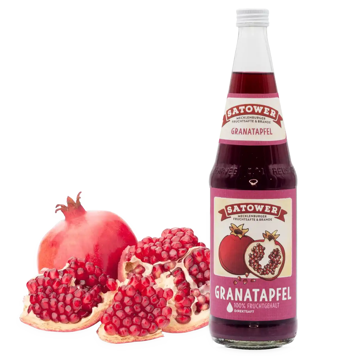 Satower Mosterei 12 x 0,7l Sizilianischer Granatapfelsaft (mild-süßlich) – 100% Direktsaft