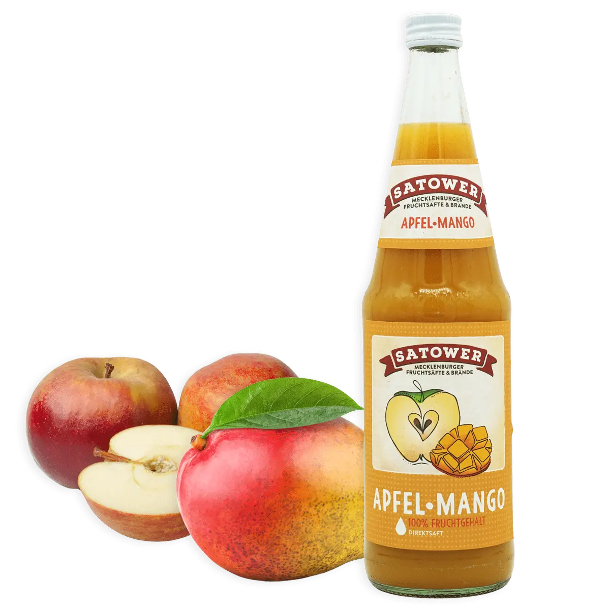 Satower Mosterei 6 x 0,7l Satower Apfel-Mangosaft (purer Direktsaft) – Vorratspack