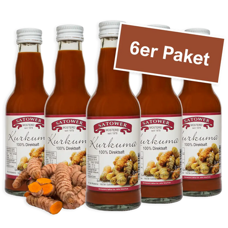 6er Paket Satower Kurkumasaft – 100 % Direktsaft in Mehrwegflaschen