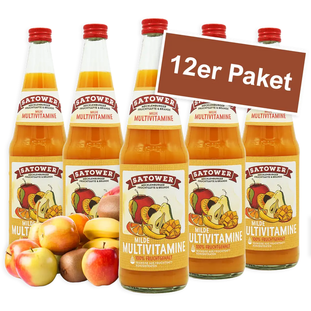 6er Paket Satower Multivitaminsaft – milder Fruchtsaft in Mehrweg-Glasflaschen