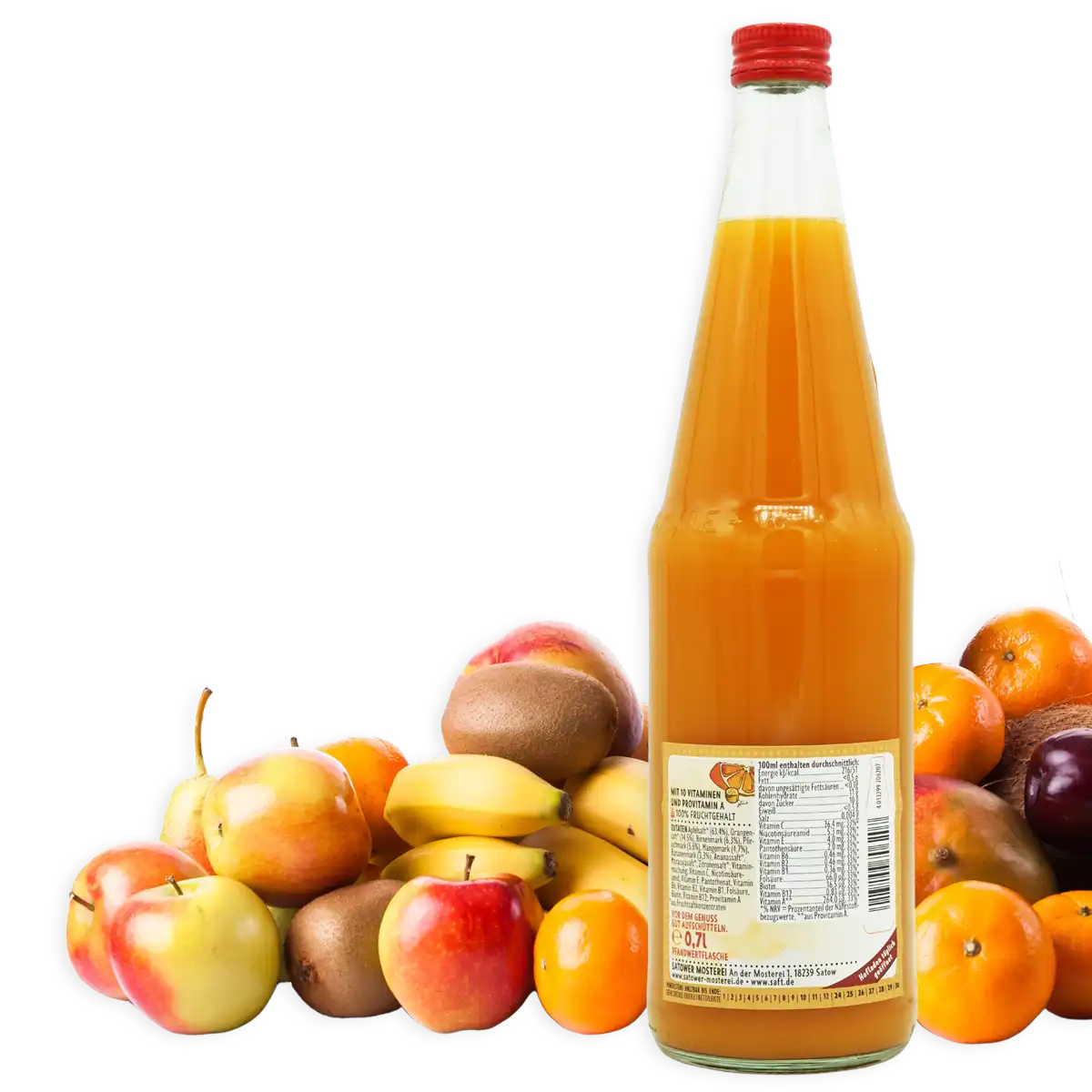 Satower Mosterei 6 x 0,7l Milder Multivitaminsaft (100 % Fruchtgehalt) – Vorratspack