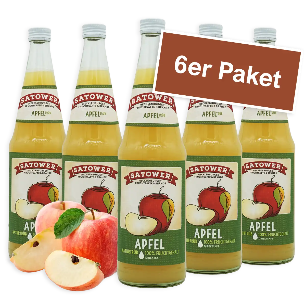 6er Paket Satower Apfelsaft – 100 % Fruchtgehalt