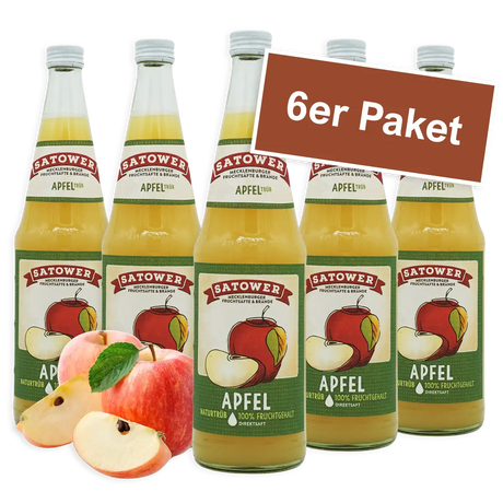 6er Paket Satower Apfelsaft – 100 % Fruchtgehalt