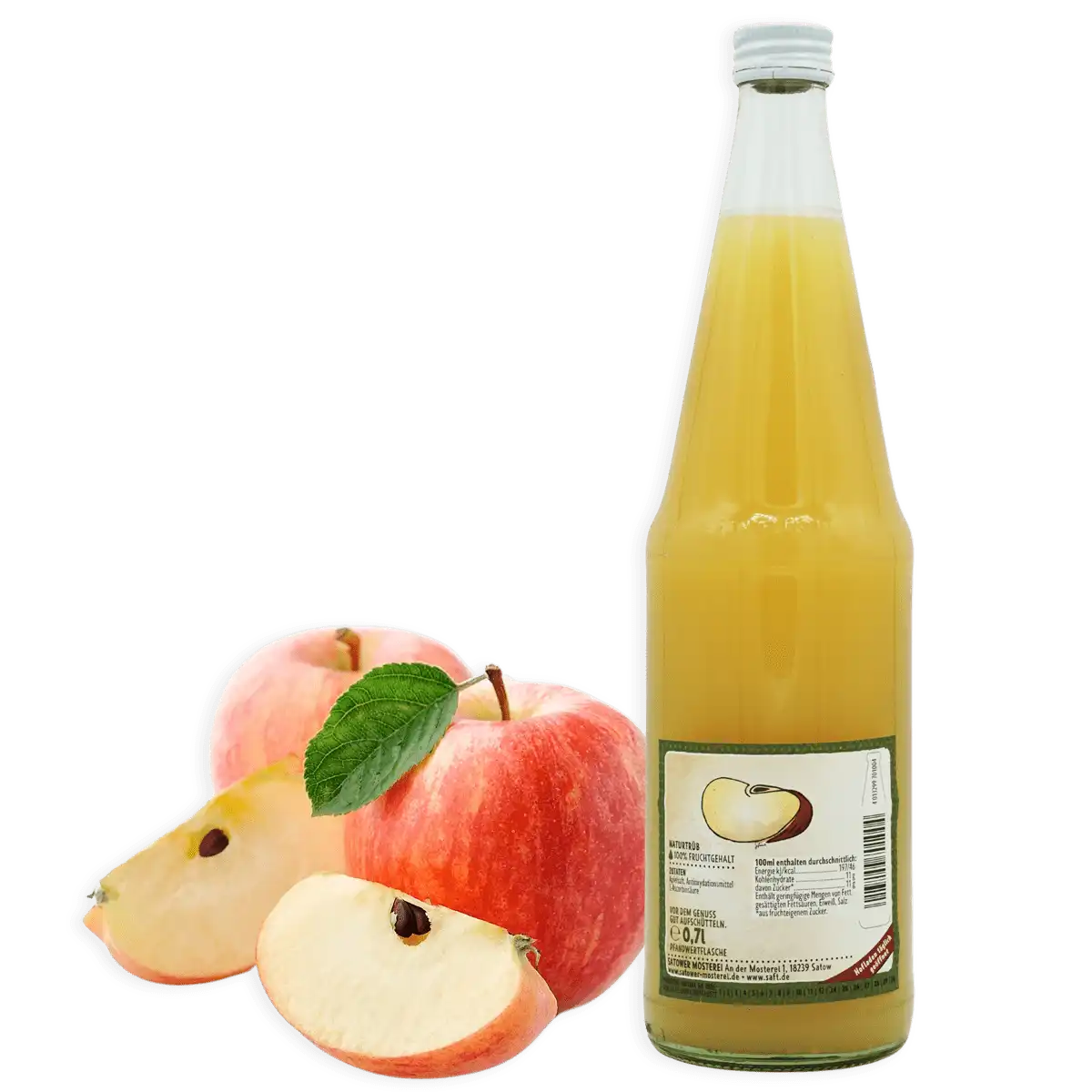 Satower Mosterei 6 x 0,7l Satower Apfelsaft naturtrüb (purer Direktsaft) – Vorratspack