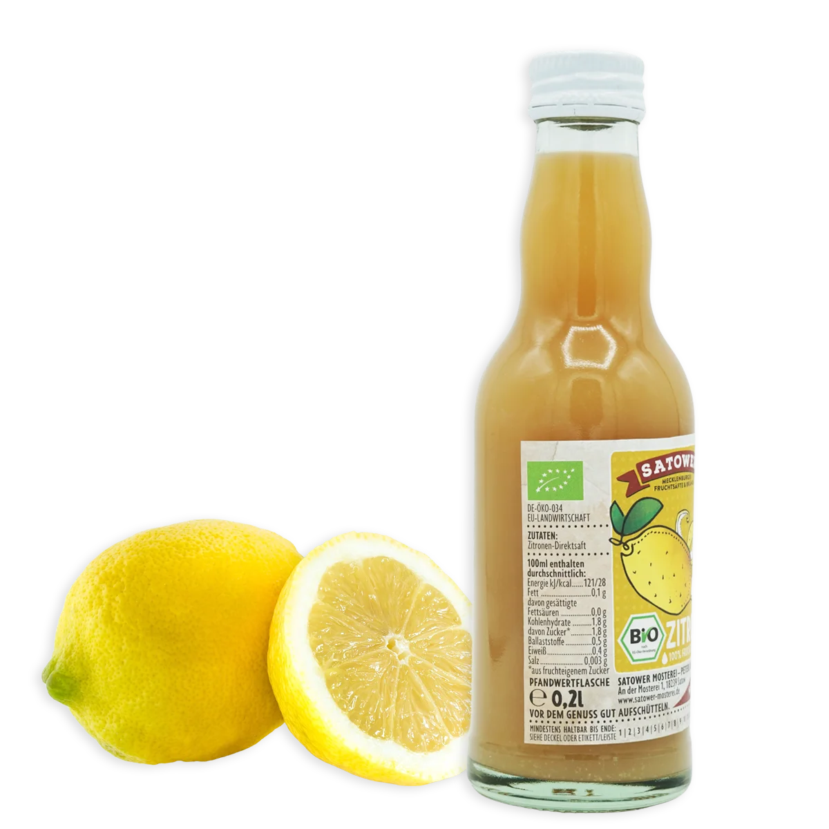 Satower Mosterei 6 x 0,2l Satower BIO Zitronensaft (purer Direktsaft) – Vorratspack