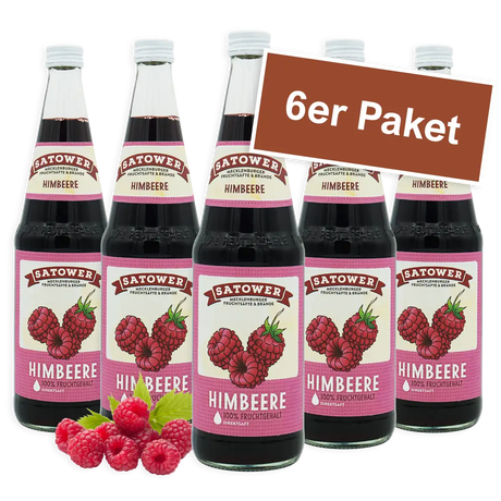 6er Paket Satower Himbeersaft – 100 % Direktsaft in Mehrwegflaschen