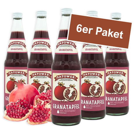 6er Paket Satower Granatapfelsaft – 100 % Fruchtgehalt in Mehrwegflaschen