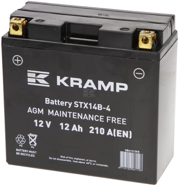 Kramp, Starterbatterie, 12V, 12Ah, 210A, 151 x 70 x 147mm