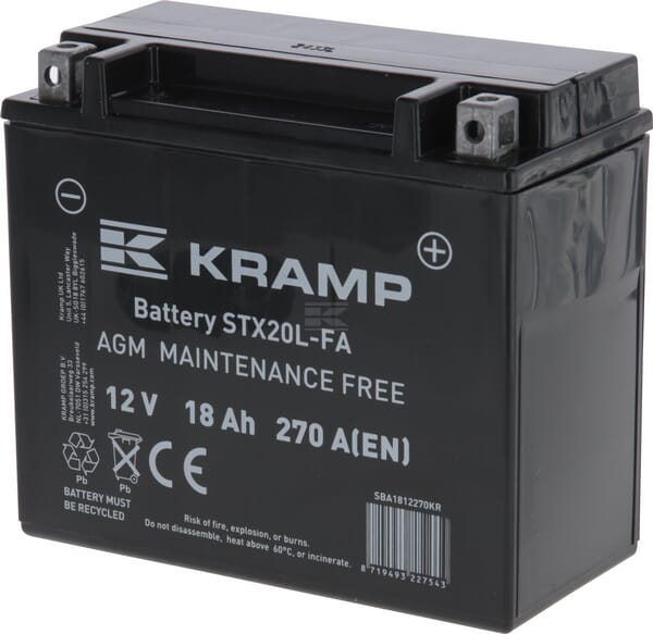 Kramp, Starterbatterie, 12V, 18Ah, 270A, 175 x 87 x 156mm