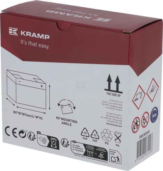 Kramp, Starterbatterie, 12V, 18Ah, 170A, 181 x 77 x 167mm