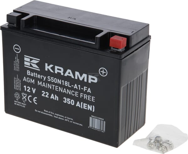 Kramp, Starterbatterie, 12V, 22Ah, 350A, 205 x 89 x 164mm