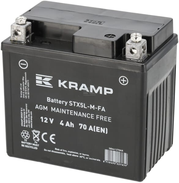 Kramp, Starterbatterie, 12V, 4Ah, 70A, 114 x 71 x 107mm