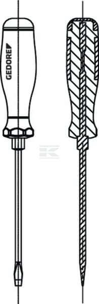 Schraubendreher, klingenbreite 3.5mm, klingenstärke 0.6mm, Länge 180mm, Gedore
