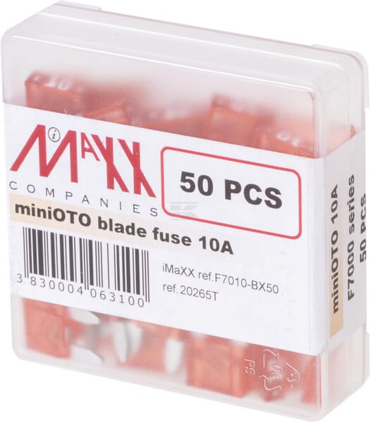 Sicherung, Stecksicherung, Mini, 10A,  Rot, 16.3mm, 50Stk., iMaXX