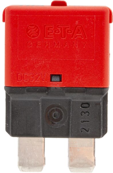 Sicherung, Manuelle thermische Rückstellung, 10A,  Rot, 34.4mm, 1Stk., E.T.A