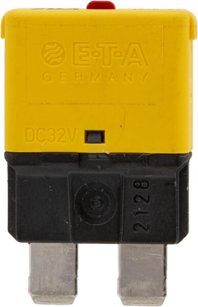 Sicherung, Manuelle thermische Rückstellung, 20A,  Gelb, 34.4mm, 1Stk., E.T.A