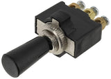 Schalter, Ein-Aus-Ein, 12-24VDC, 10A, 125-250VAC, 2A, 3-polig, Schraubklemmen, Metallmutter, Kunststoffkappe