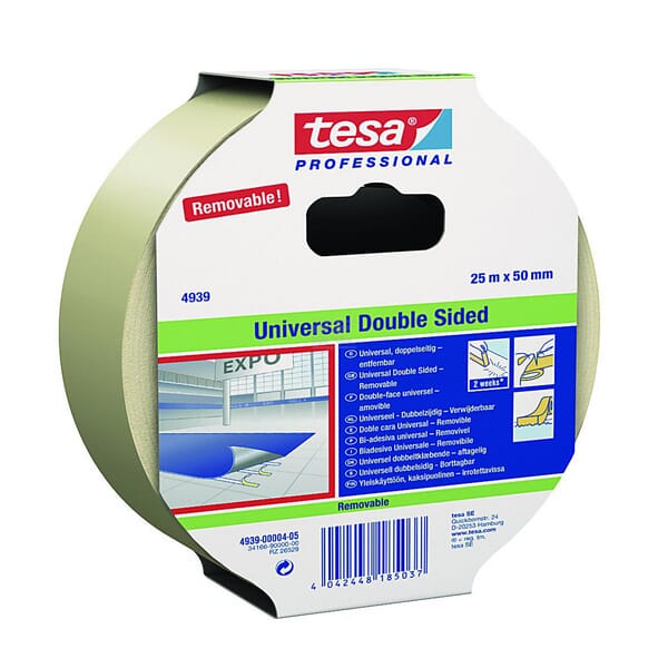 Doppelseitiges Klebeband, 4939 ablösbar, 50 mmx25m, Tesa®